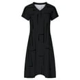 thumbnail image 2 of Plus Size Womens V Neck Dresses Short Sleeve Casual Summer Tiered Loose Fitted Splicing Shift Midi Dress, 2 of 5