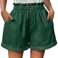 thumbnail image 1 of Gibobby pantalones de mujer Pantalones cortos de playa con botones cómodos y cintura elástica de verano para mujer con bolsillos (Verdinegro, M), 1 of 5