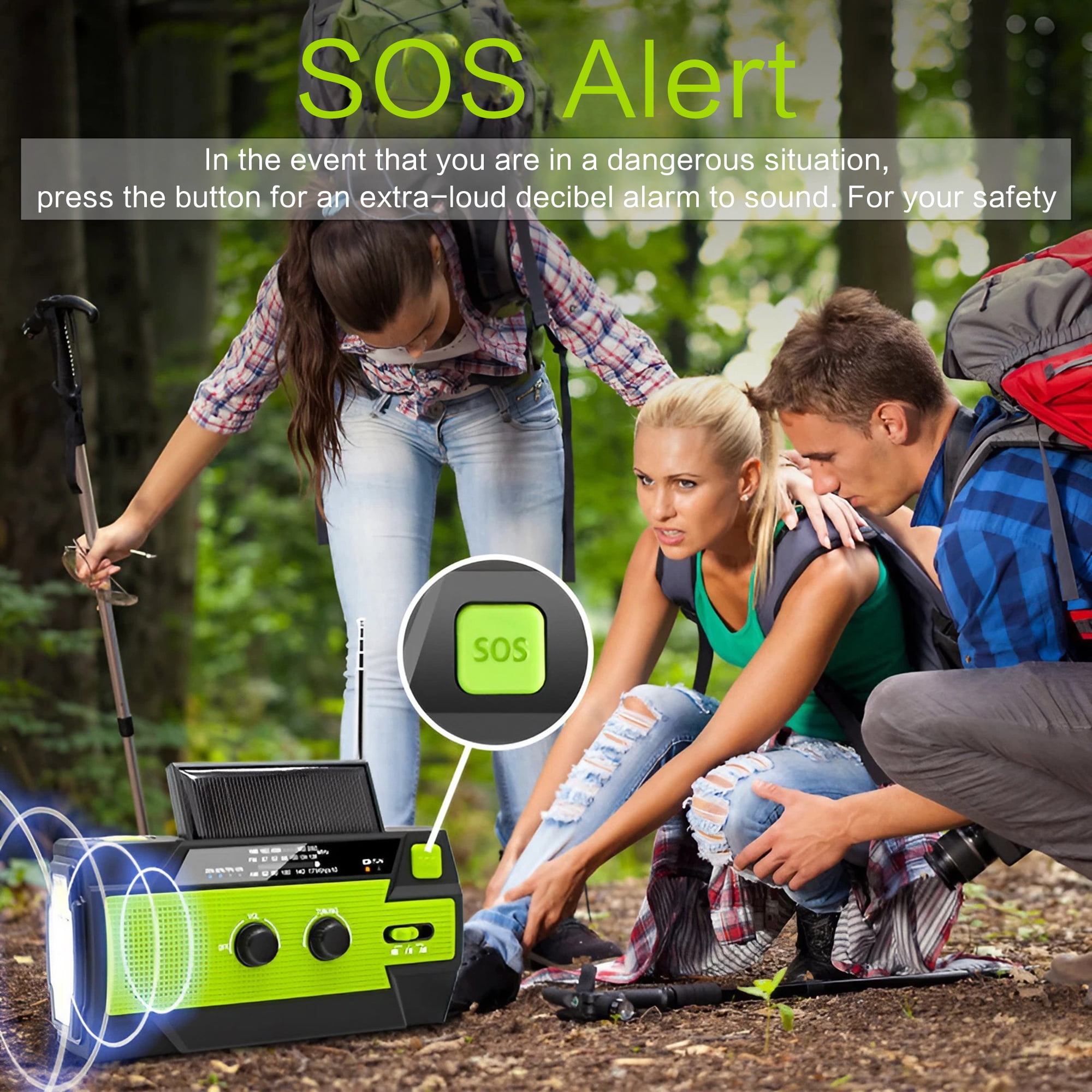 Emergency Hand Crank Radio - 4000mAh Solar Powered Hand Crank Portable AM/FM/NOAA Weather Radio with 1W Flashlight, Phone Charger, SOS Alert - Great for Camping, Hiking and Emergency Preparedness