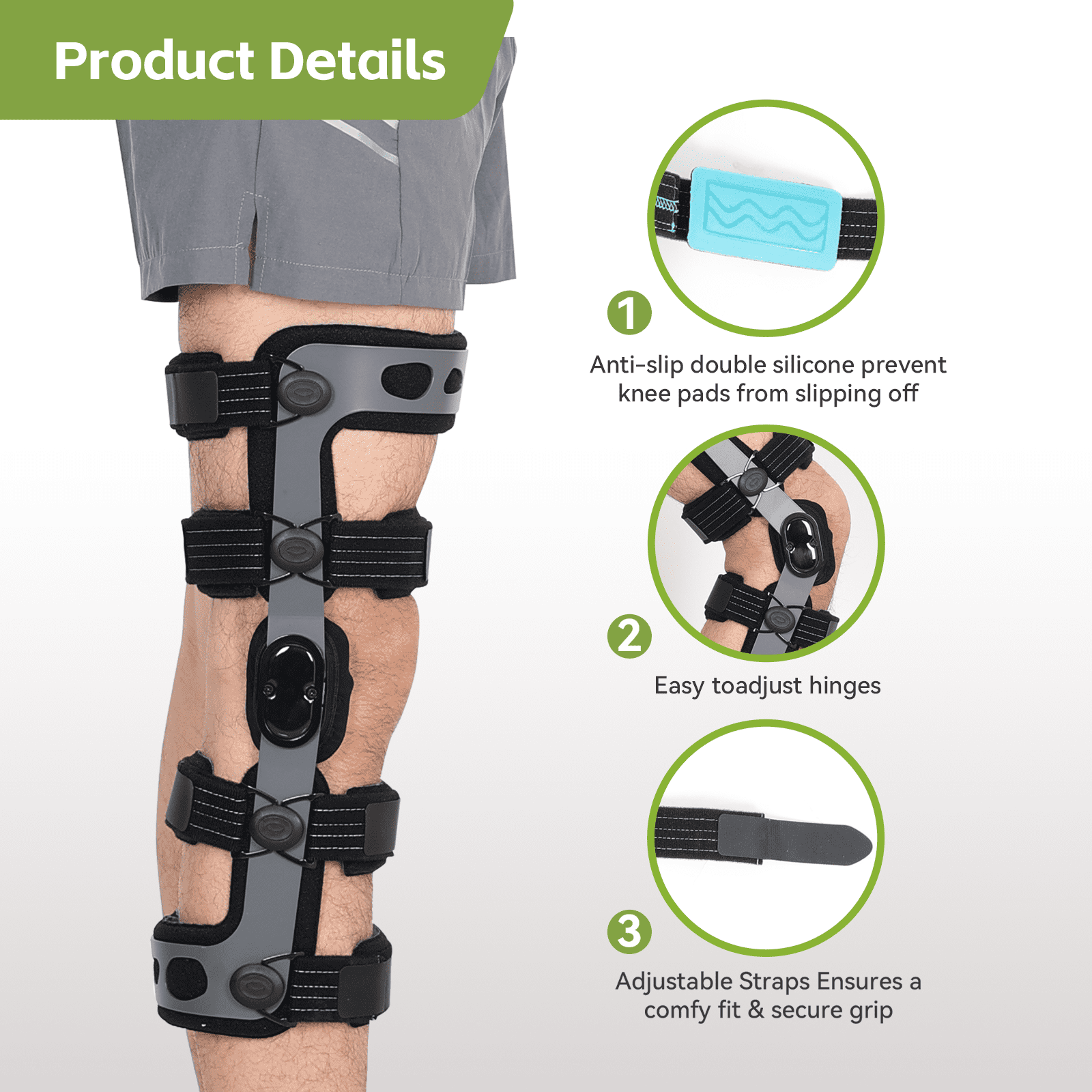 Orthomen ACL Knee Brace for Arthritis (OA) & Preventive Protection & Relief, Ligament Injuries, Sports Injuries-Men & Women (XL-Left)