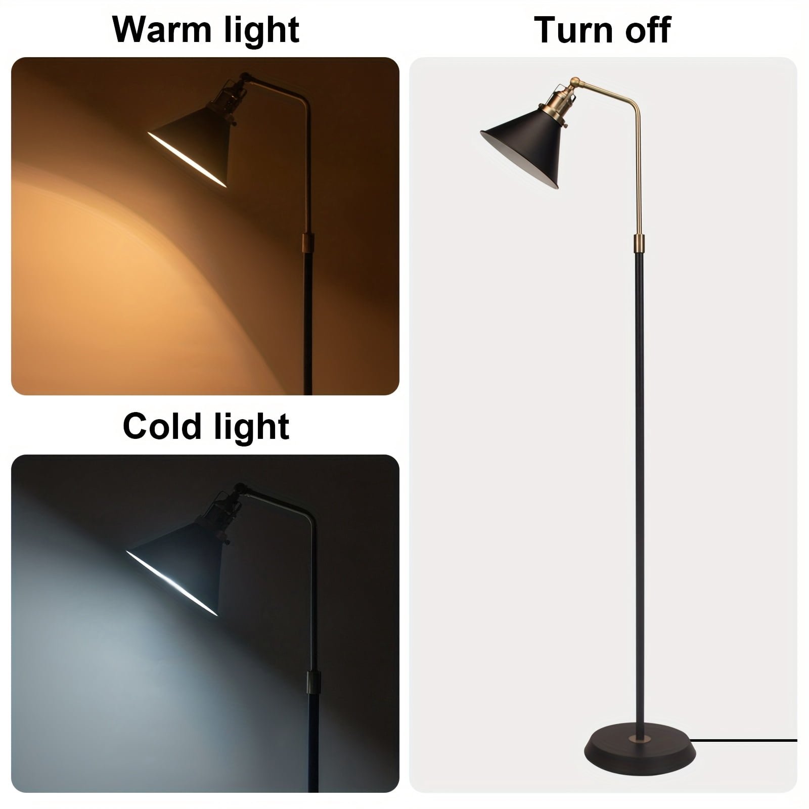 Floor Lamp Standing Lamps for Living Room with 360° Adjust Black & Bronze Iron Shade, Use E26 A19 Bulb Floor Lamp, 58.26'' Modern Standing Tall Light for Bedroom Office
