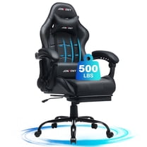 JONPONY Big and Tall 500LBS Gaming Chair, Ergonomic Design, Gamer Chair PU Leather with Footrest and Lumbar Support, High Back Office Chair Support, Long Sitting Computer Chair, Black