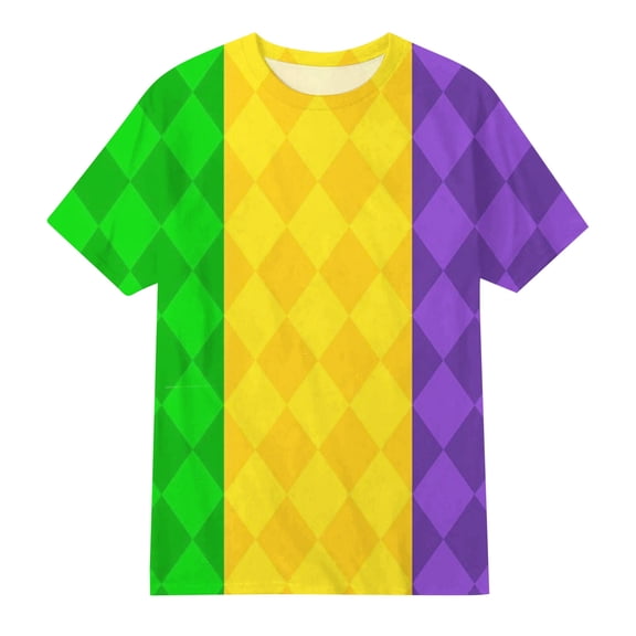 Likimi Kids Toddler Girls Boys T Shirts Mardi Gras Cartoon Print Short Sleeve Crew Neck Summer Comfort Fashion Carnival Tops Multicolour Size 2-3 Years