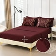 thumbnail image 6 of Burgundy  Comforter Set 7-Piece Damask Bedding with Sheets and Shams, 6 of 8