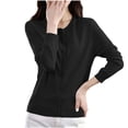 thumbnail image 5 of QIYAGBSA Cardigan Sweater for Women Round Neck Button Front Long Sleeve Stretch Knit Lightweight for Office and Daily Wear (Black 2XL), 5 of 6