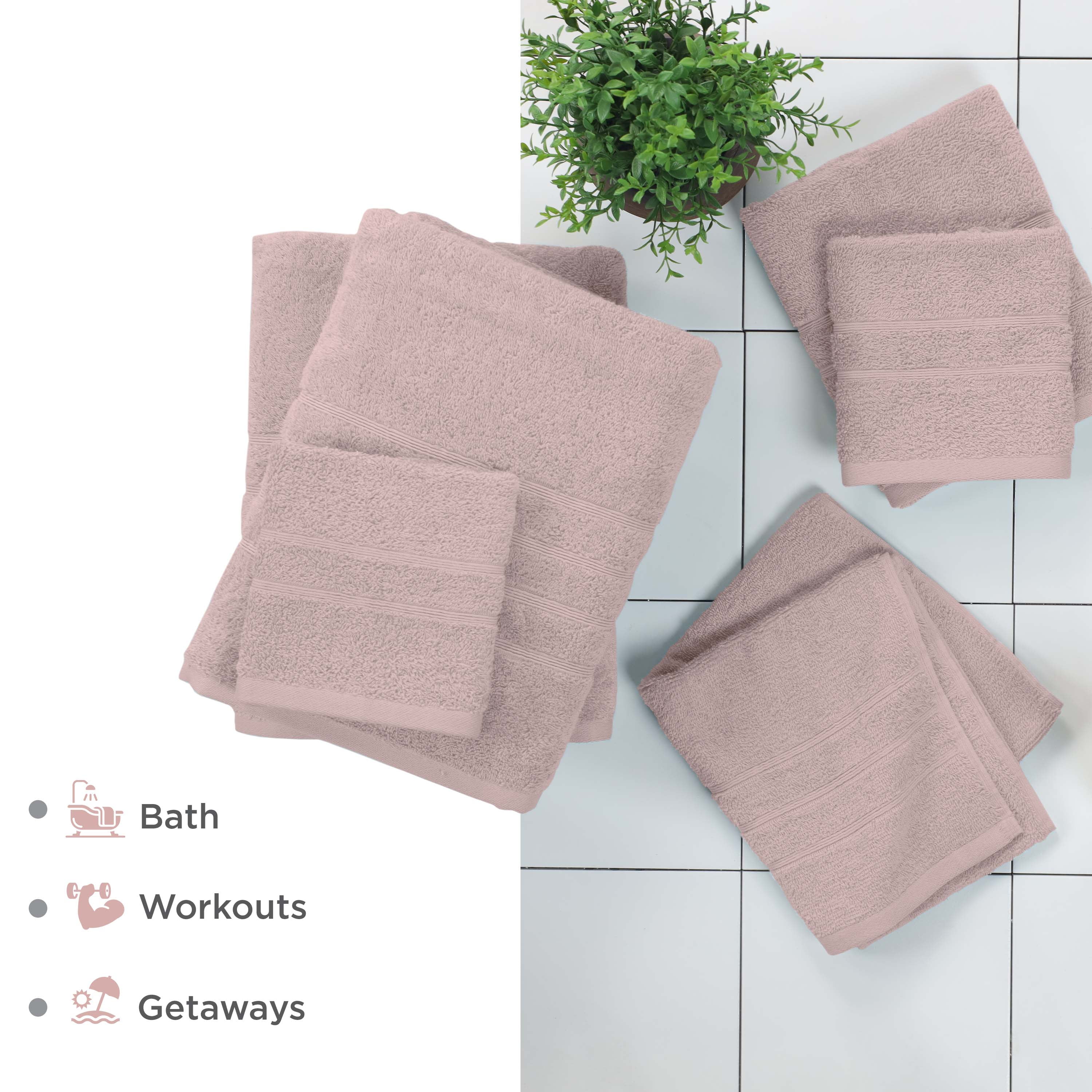 Martex 6-Piece Towel Set | 100% Cotton Soft & Absorbent Bath Towels | Crystal Pink
