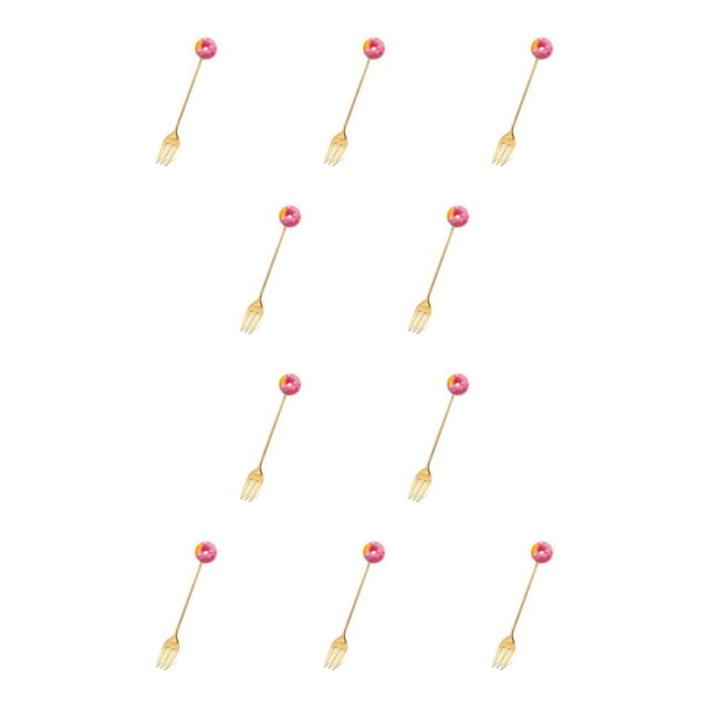 Toystoory Vajilla adorable de estilo de dibujos animados para el hogar, vajilla portátil reutilizable para revolver, ensalada, postre, Rosquilla Tenedor Rosa Roja 10Conjunto