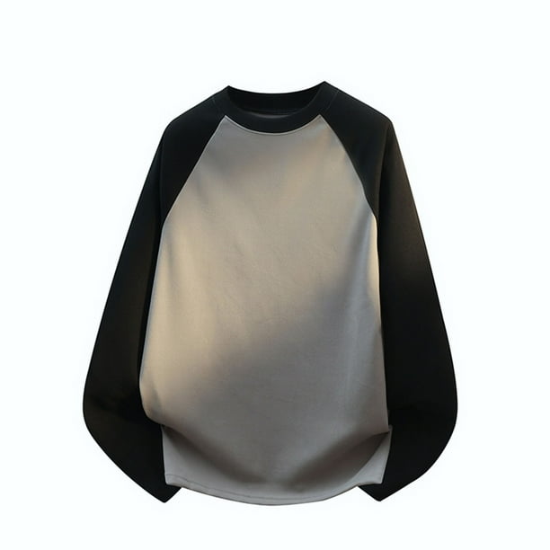 pstuiky camisa de manga larga para hombre, Sudadera deportiva de manga larga con bolsillo y color liso para hombre camisetas de hombre l