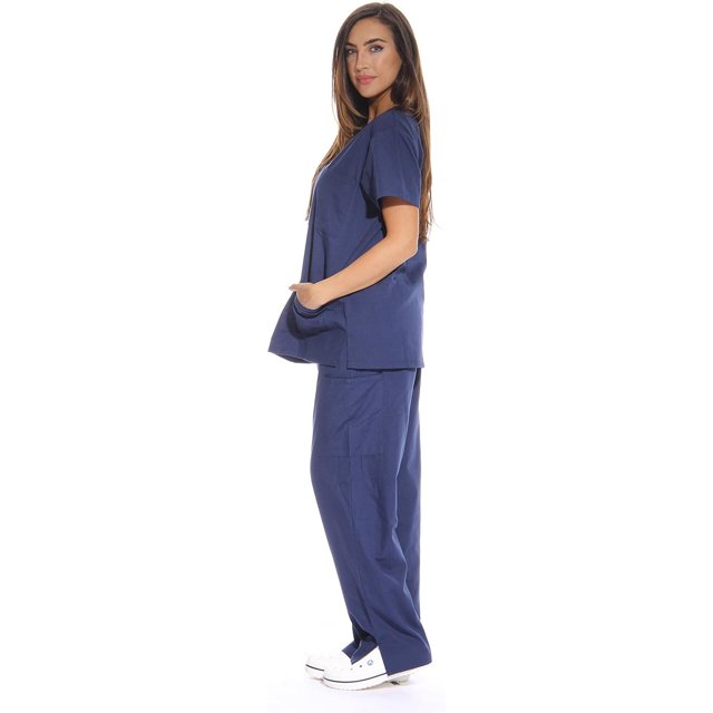 Ensembles de Sarraus pour Femmes à Six Poches Sarraus Médicaux (Col en V avec Pantalon Cargo)