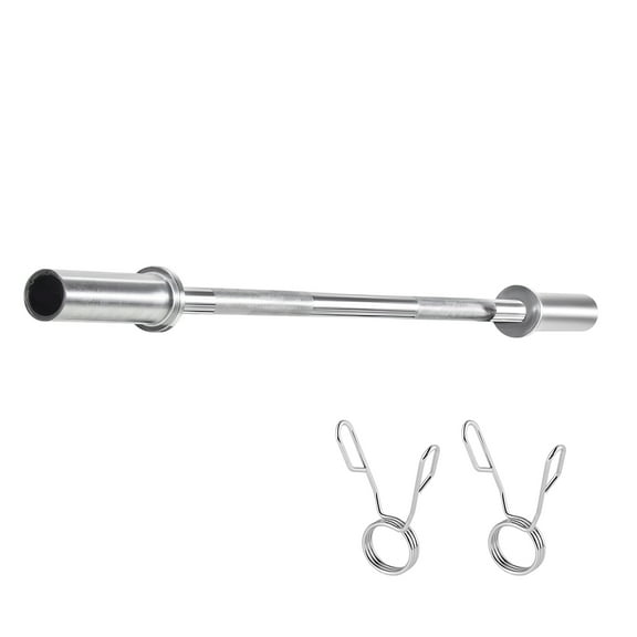 KFFKFF 4FT Barbell Bar, Compatible with 2-Inch Weight Plates, Chrome-Plated Design with Knurled Grip for Weightlifting, Strength Training, Squats, Deadlifts, Bench Presses, Curls