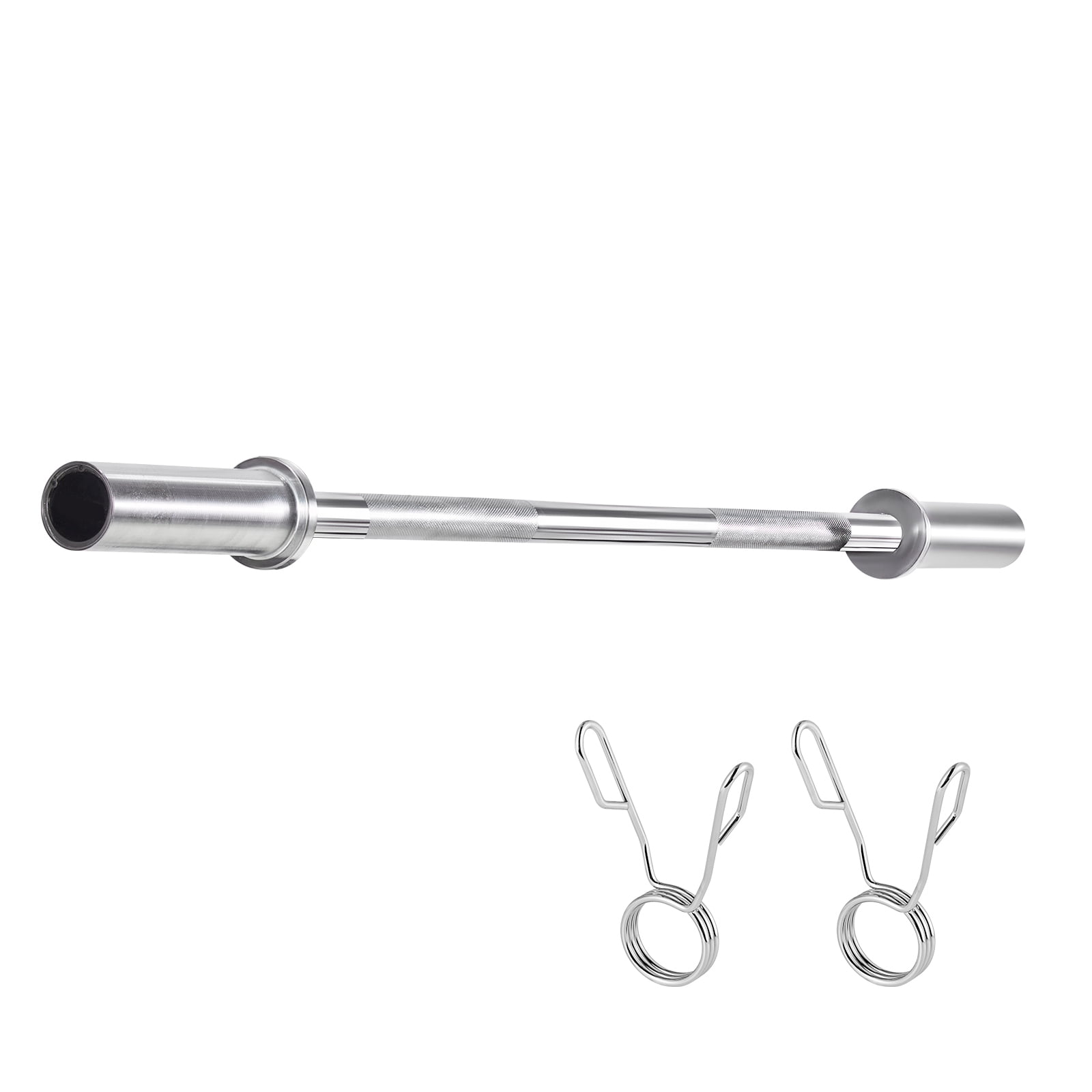 KFFKFF 4FT Barbell Bar, Compatible with 2-Inch Weight Plates, Chrome-Plated Design with Knurled Grip for Weightlifting, Strength Training, Squats, Deadlifts, Bench Presses, Curls