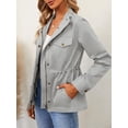 thumbnail image 3 of Long Sleeve Women Zipper Coat Stand Collar Casual Trenchcoat Jacket, 3 of 5