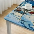 thumbnail image 4 of HAOXIT Decorative Elastic Edged Polyester Fitted Table Cover,Christmas Indoor Outdoor Square Fitted Tablecloth,Snowy Landscape Pines Houses Starry Print Fitted Table Pad, Fit Square Table White, 4 of 7