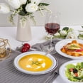 thumbnail image 3 of 120 Pack Tivkeber Disposable Plastic Bowls 12oz - Elegant White & Silver Trim for Salad, Soup, Dessert, BBQ, Weddings, Christmas, 3 of 4
