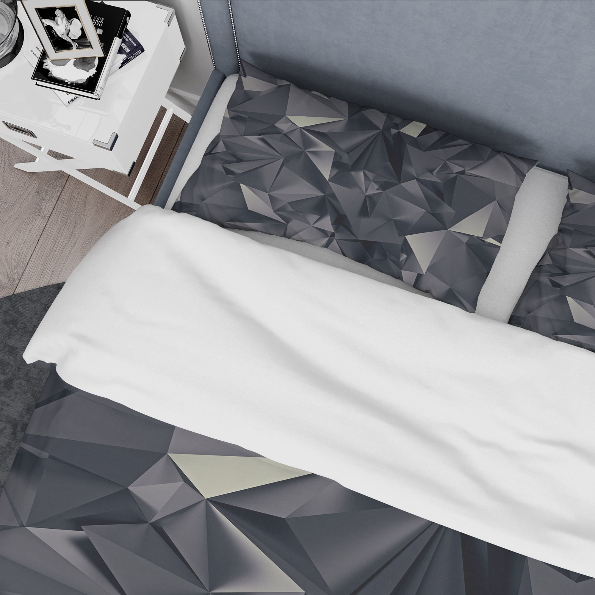 Designart 'Geometric Triangular Shades of Black' Modern & Contemporary Duvet Cover Set
