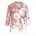 thumbnail image 4 of 3/4 Sleeve Tops for Women Casual V Neck Collared Floral Blouses Summer Trendy Tunic Loose Fit Boho Tee Tops, 4 of 4