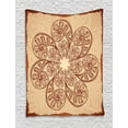 thumbnail image 1 of Brown Mandala Tapestry, Psychedelic Zentangle Design with Doodle Circles and Waves, Wall Hanging for Bedroom Living Room Dorm Decor, 40W X 60L Inches, Chestnut Brown and Beige, by Ambesonne, 1 of 2
