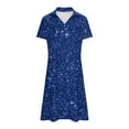 thumbnail image 5 of qucoqpe Womens Summer Shirts Dress V Neck Short Sleeve Ruffle Flowy Midi Dress Casual Loose Shiny Sun Dress Lightweigh Beach Dress, 5 of 7
