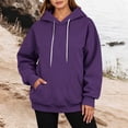 thumbnail image 6 of AKOEE Womens Oversized Hoodie with Pockets Plain Hooded Sweatshirts Casual Drawstring Long Sleeve Pullovers (XL, Purple), 6 of 7