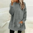 thumbnail image 3 of WMTBSRSW Women's Winter Warm Pullover Tops Sherpa Fuzzy Fleece Sweatshirt with Pockets Solid Casual Long Sleeve Crewneck Tops for Loungewear Dark Gray X-Large, 3 of 6