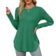 thumbnail image 2 of Túnica de manga larga con cuello redondo y abertura lateral para mujer - Camisa básica informal de corte holgado, 2 of 8