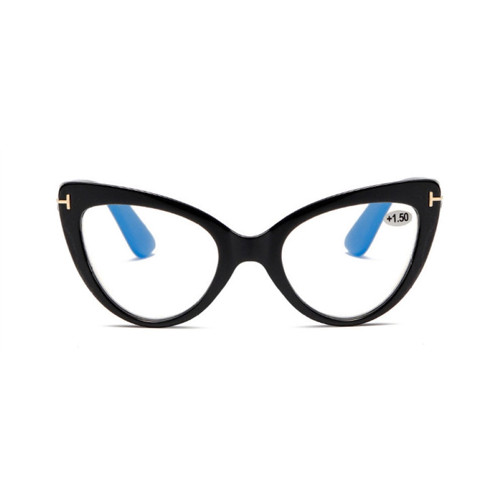 4 Pairs of Fashion Black Thick Oversized Cat Eye Reading Glasses for Women, Classic Anti-blue Light Readers Presbyopic Glasses +2.00