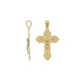 thumbnail image 2 of 10K Yellow and White Gold Cross Crucifix with Scrolled Tips Pendant Necklace with Chain, 2 of 5