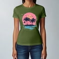 thumbnail image 4 of NAMTYQX Spring Blouses for Women 2025 Scoop Neck Stretch Loose Classic Plus Size Casual Hawaii Tropical Patterned Short Sleeve Army Green Size M, 4 of 5