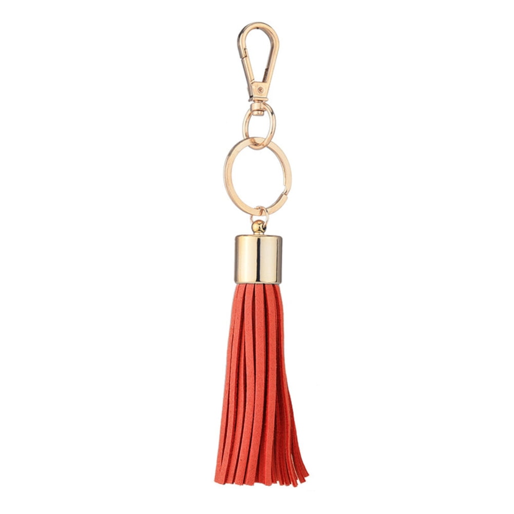 Fashion Casual Velvet Leather Tassel Women Keychain Bag Pendant Car Key Chain 