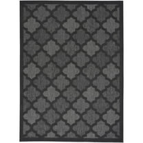 HomeRoots 5' X 7' Charcoal Black Ikat Indoor Outdoor Area Rug