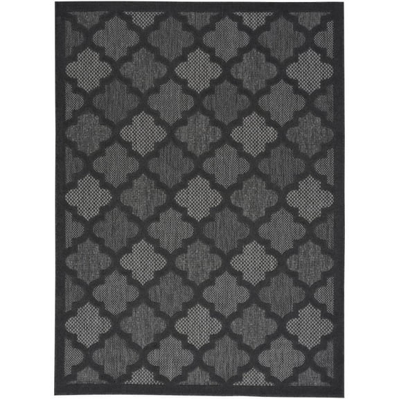 HomeRoots 5' X 7' Charcoal Black Ikat Indoor Outdoor Area Rug