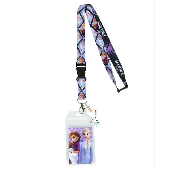 Disney Frozen Elsa and Anna Lanyard with ID Badge Holder and 2.5" Rubber Olaf Charm