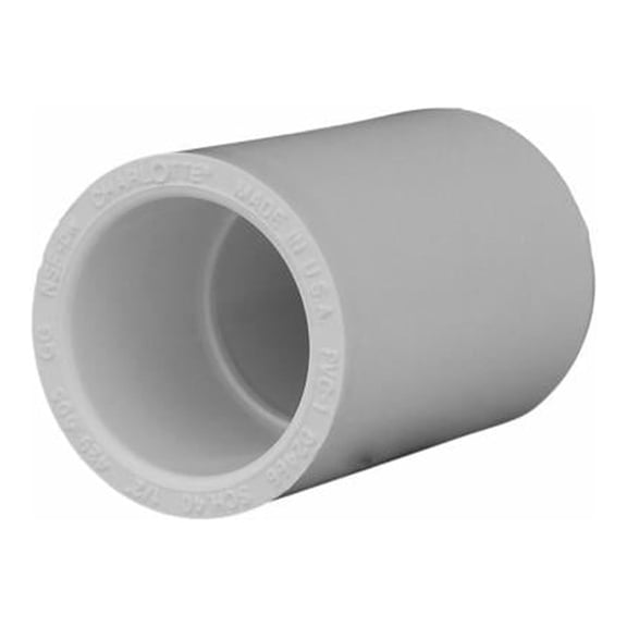 Charlotte Pipe 1/2 In. Sch. 40 PVC Coupling  PVC 02100  0600HA Pack of 25