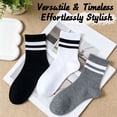 thumbnail image 3 of LBJR Womens Striped Crew Socks Cotton Cozy Casual Calf Socks for women 4 Pairs,Size Fits Shoes 5-10, 3 of 4