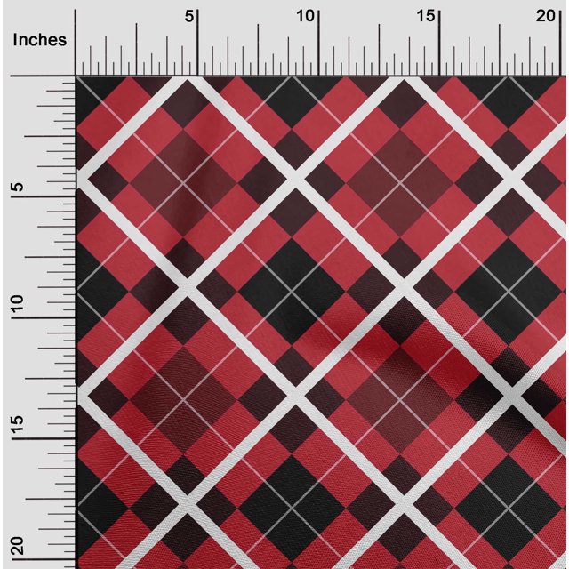 oneOone Tissu Popeline de Coton Sergé Rouge Motif Argyle Matériel de Robe Tissu Imprimé Tissu au Mètre 56 Pouces de Large