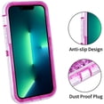 thumbnail image 2 of For Apple iPhone 14 Pro Max 6.7 inch Dual Layer Protective Shockproof Tough Defender Sparkling Liquid Glitter Heart Case Cover Pink, 2 of 5