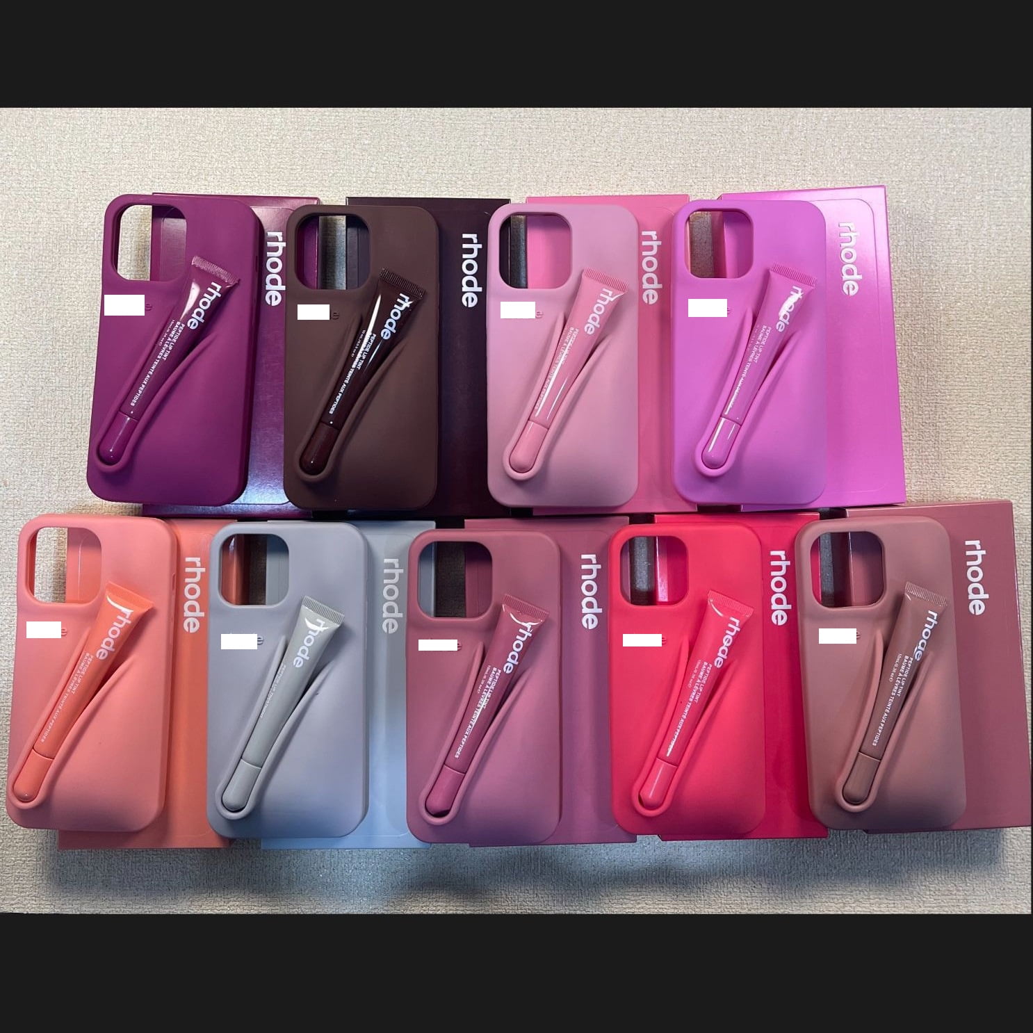 【残1点】rhode iPhone 15 case＋lip tint toast Hailey RHODE Lip Gloss Silicone Phone Case with Lip Gloss