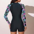 thumbnail image 7 of Nmnitkp UPF 50+ Modest Long Sleeve Swimsuits for Women Floral Zipper High Neck Bathing Suit Rash Guard Surfing One Piece Swimwear, 7 of 7