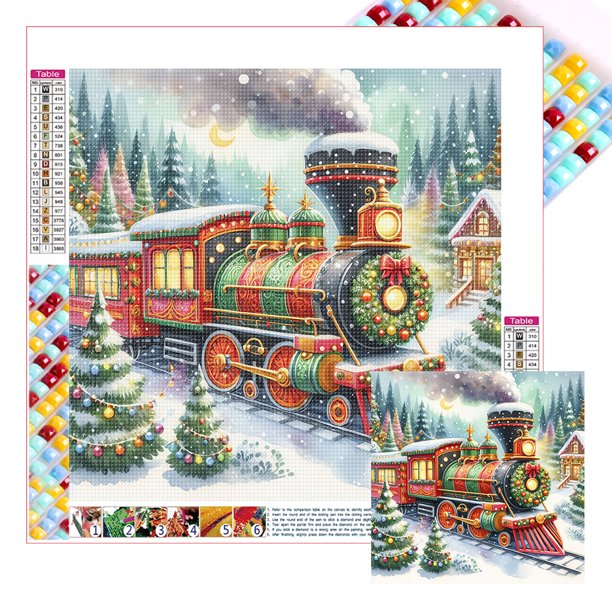 5D DIY Con Cuentas Cuadradas Kit Tren Navidad Del 45x45cm