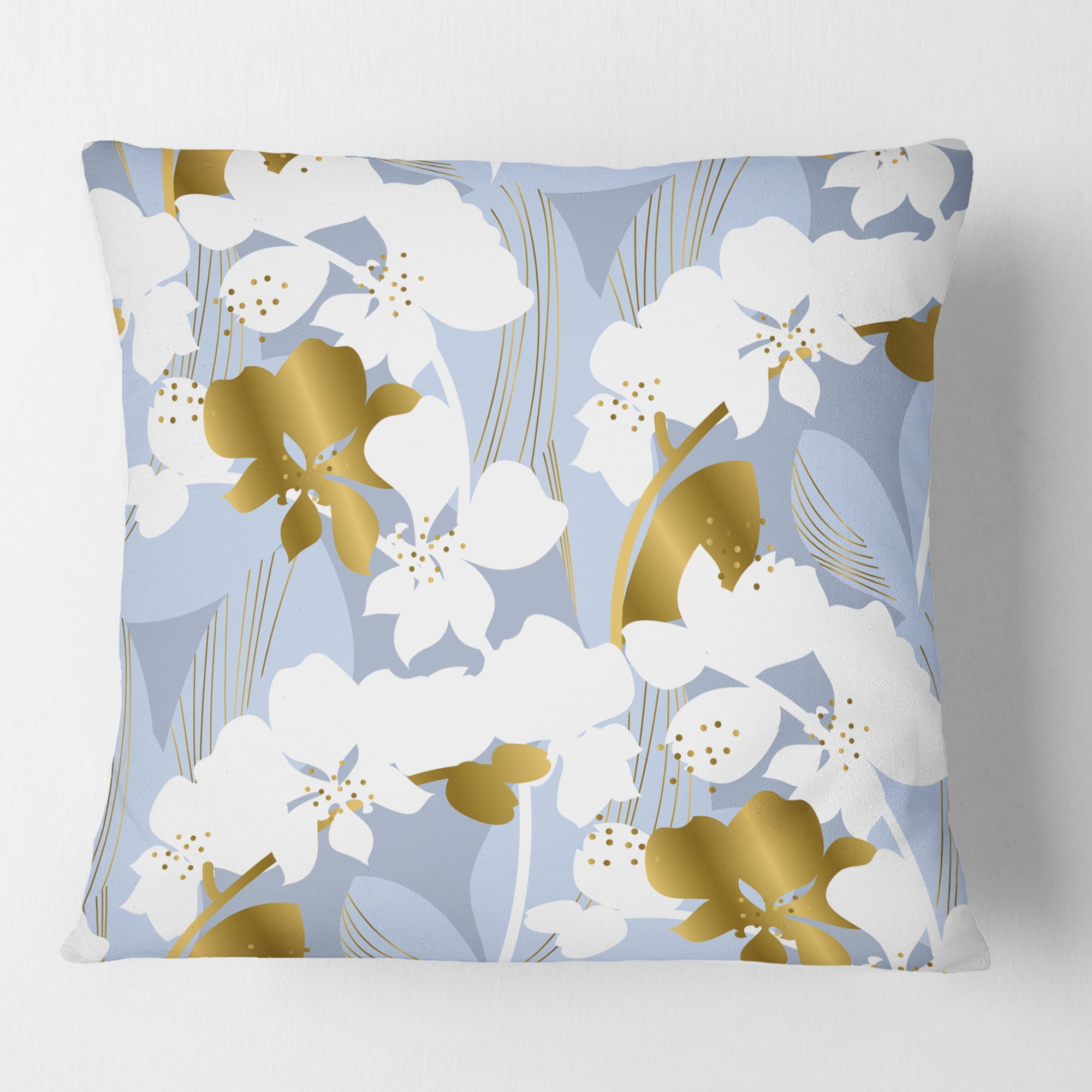 Designart Orchid blossom color pattern' Mid-Century Modern Throw Pillow - 16x16