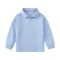thumbnail image 2 of Jalioing Kids Long Sleeve Shirts Solid Color Collared Golf Shirt Boys Girls Lapel Button Casual Basic Blouse Tops, 2 of 7