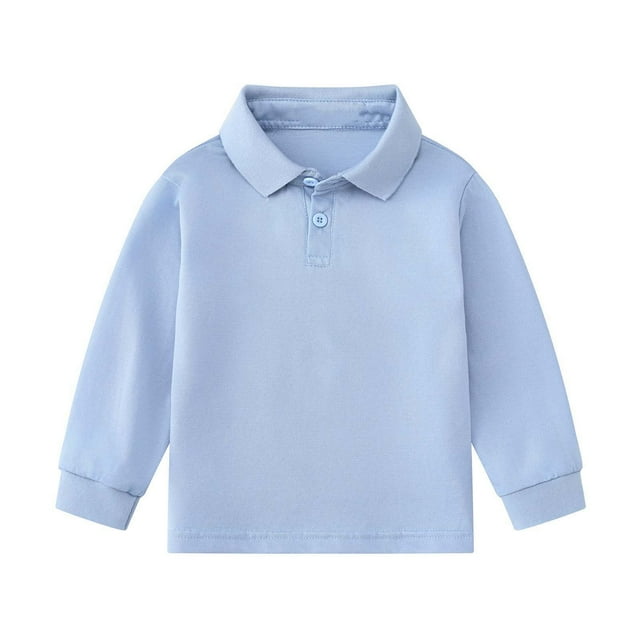 VKOYWKM Long Sleeve Shirts for Toddler Girls Basic Collar Button Up Tops Solid Loose Fit Oversized Blouses Casual Spring Fall Clothes Sky Blue 7 Years