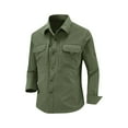 thumbnail image 1 of Blusa y camisa de manga larga con cuello vuelto para hombre, estilo casual, color liso, con bolsillos y botones, estilo cargo., 1 of 8