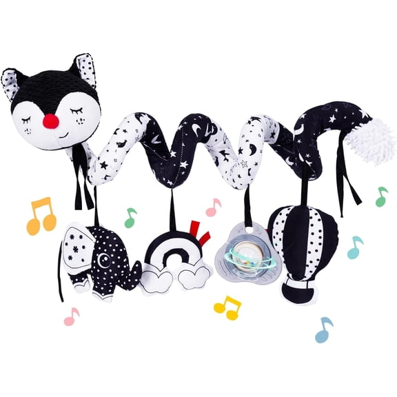 Baby Hanging Spiral Plush Toy - Infant Rattle Activity Toy, Soft Cuddly Rabbit Design for Car Seat, Crib, Stroller & Bed - Ideal Gift for Babies 0-6 Months