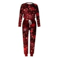 thumbnail image 4 of asdoklhq Cotton Pajamas for Women Set Women's Fashionable Christmas Loose Printed Long Sleeved Round Neck Drawstring Casual Set Multicolor L, 4 of 5