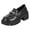 White, variant on Rokment Women's Punk Metallic Chain Platform Slip on Penny Loafers Walking Shoes Trendy Casual Leather Chunky Lug High Heels Oxfords Dress Footwear Black Size 6.5
