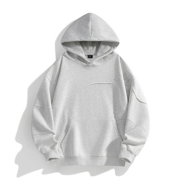 pstuiky camisas de manga larga para hombre, Sudadera con capucha de manga larga de color liso para hombre salir tops l
