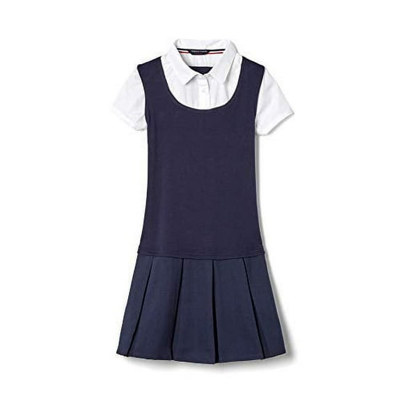 French Toast Girls 4-14 2-in-1 Pleated Dress (Navy 10)