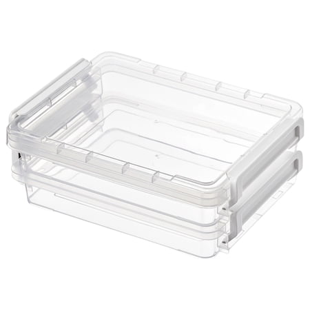 Small Plastic Storage Container with Lid Stackable Organizer Box for Home Office Crafts Scrapbook