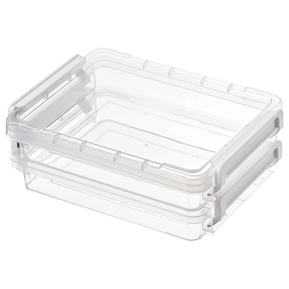 1Pc Plastic Organizer Storage Box,Multi-Purpose Plastic File Box with Latching Lids,Containers for A4,6.29''x3.93''Storage Case for Letter,Scrapbook,Document,Magazine,Art Supplies(White 19x14.5cm)